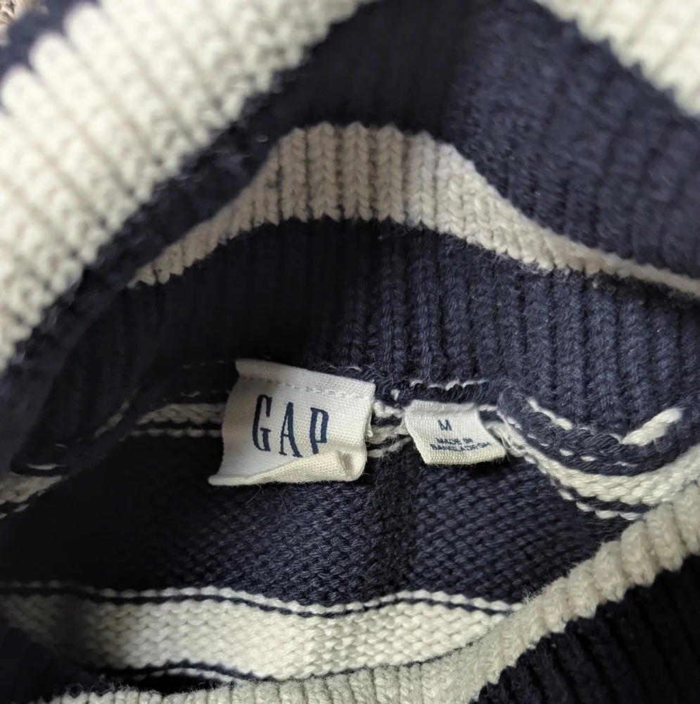 GAP Navy and Cream Striped Turtleneck Sweater - Picture 5 of 5